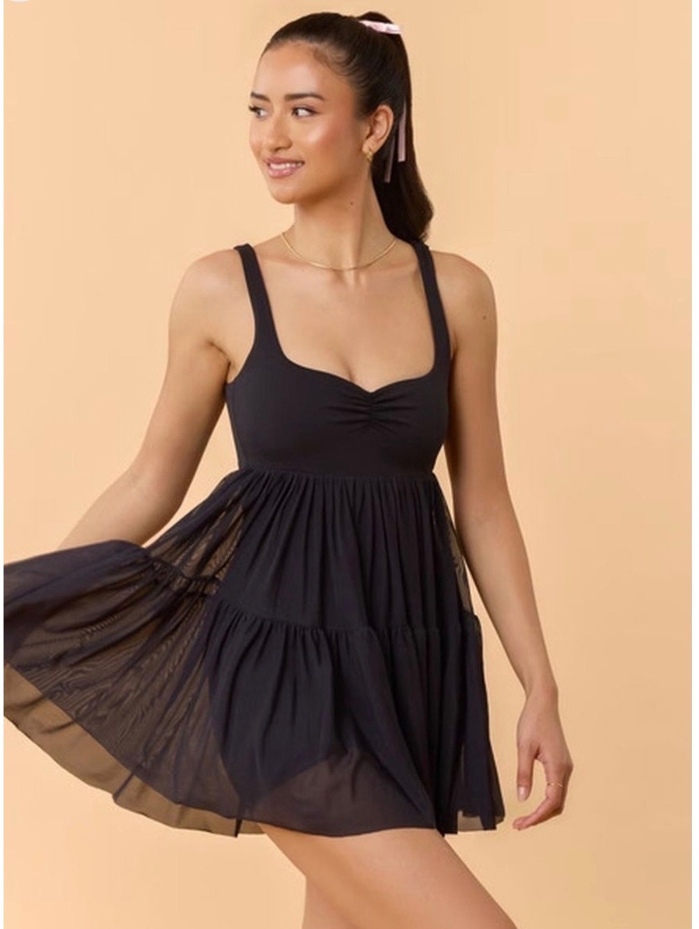 NWT Blogilates Women's Sweetheart Babydoll Dress - Black XS